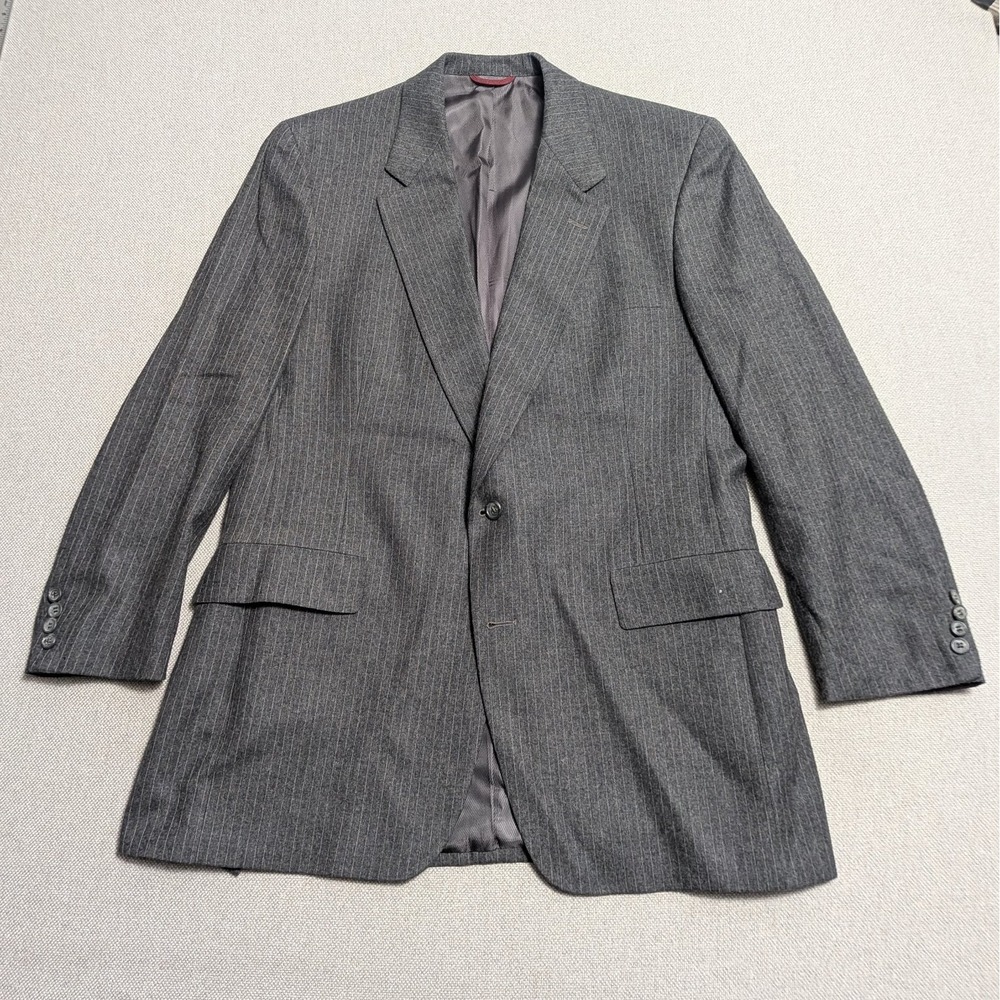 Hart Schaffner & Marx Jacket Men's 43 Grey Pinstripe Wool Worsted USA Union 80s